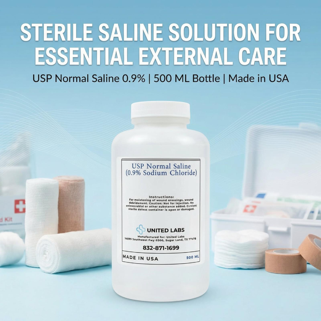 Sterile Saline Solution (0.9% Sodium Chloride) – Pack of 2 (500ml Each)