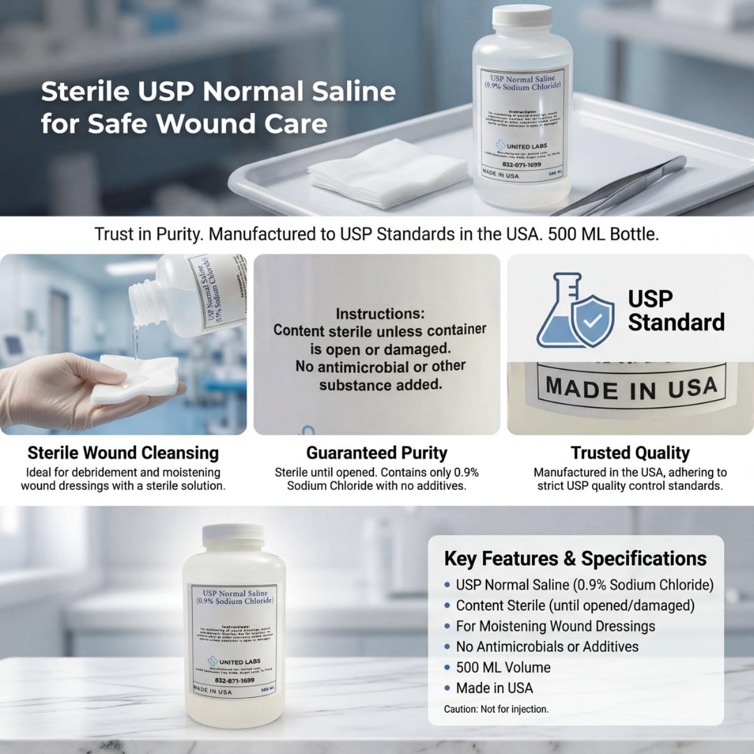 Sterile Saline Solution (0.9% Sodium Chloride) – Pack of 2 (500ml Each)